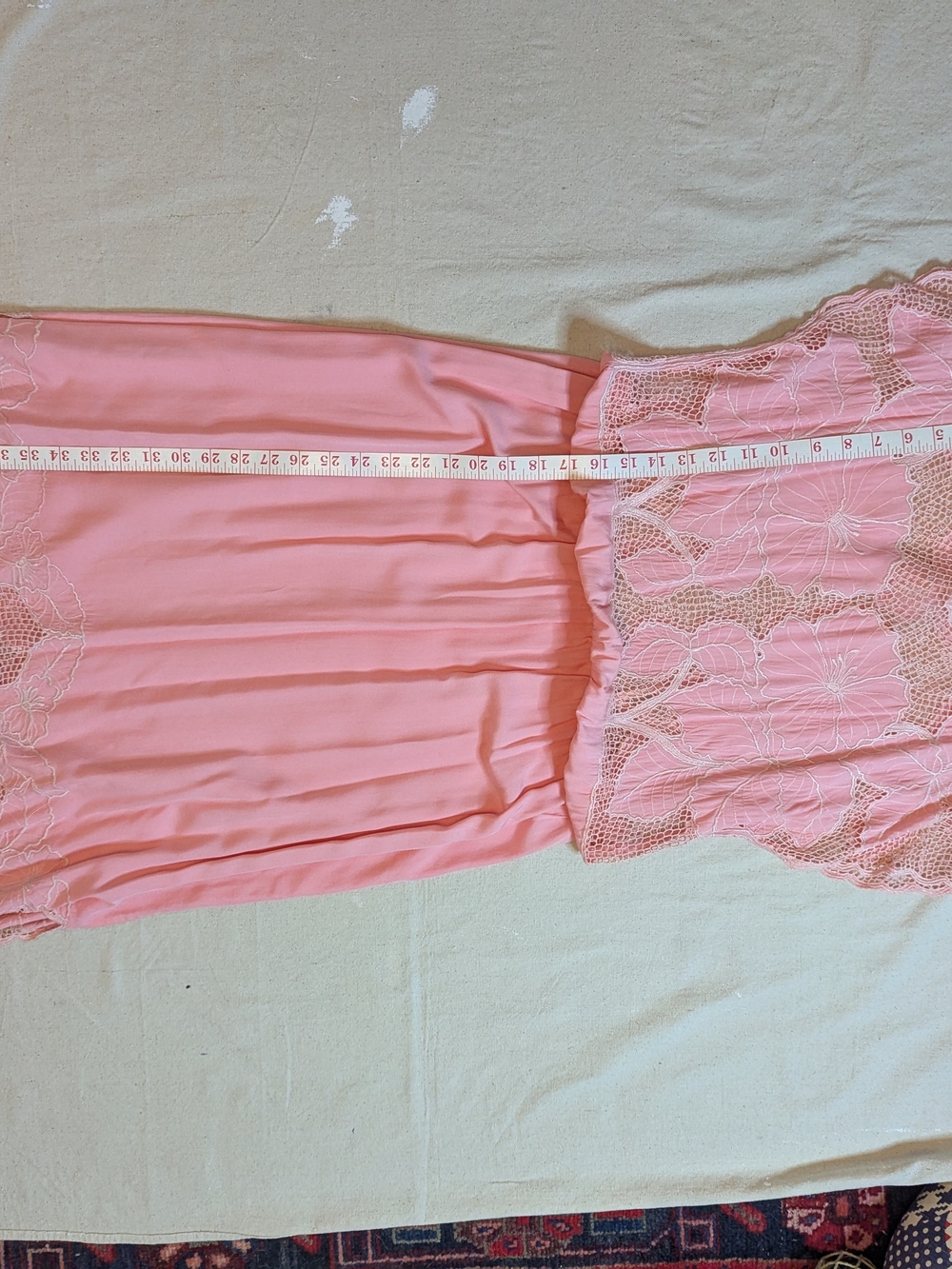 1980s Vintage Bali Emerald Cutwork Lace Pink Hibiscus Dress S/M - Picture 4 of 8